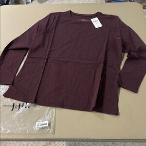 Pure Jill Dark Fig Heather Crew-Neck Tee NWT Size MP